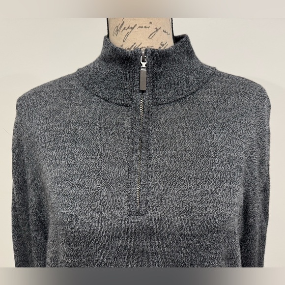 Fairlane Sweater Men's XL Gray 100% Merino Wool 1/4 Zip Long Sleeve Pullover - Picture 2 of 8